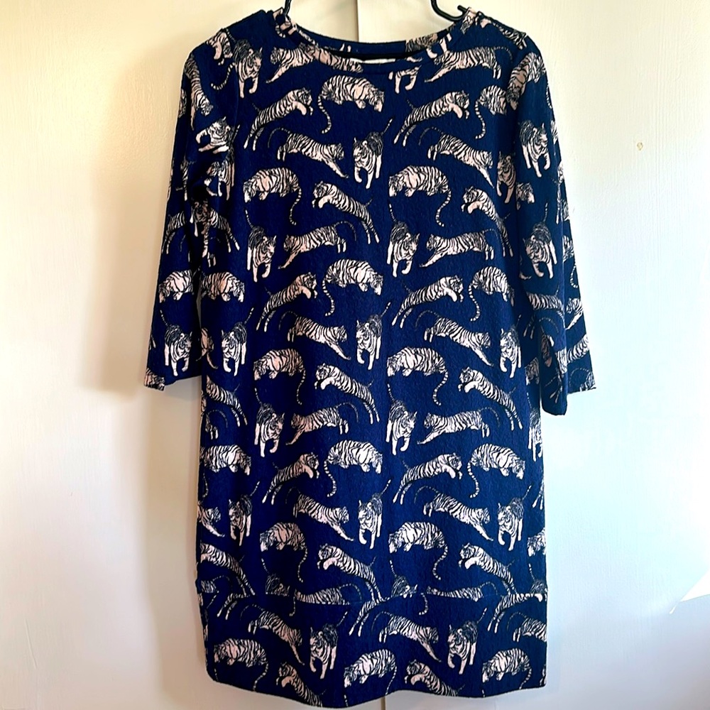 H&M Navy Tiger print Smock mini dress M